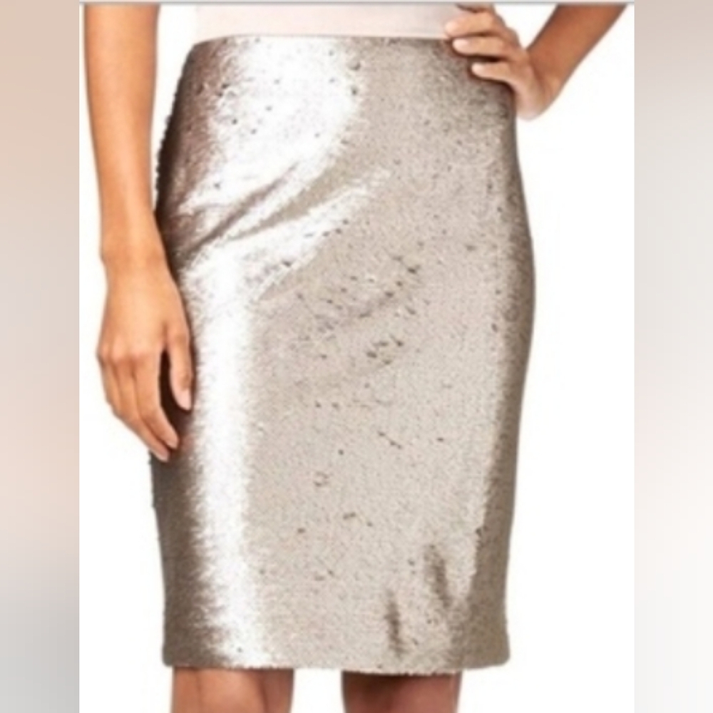 Maison Jules Gold Sequined A-line Pencil Skirt Size 4